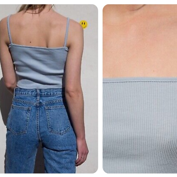 Women’s Brandy Melville Blue Cropped Tank Top OS - Picture 3 of 5